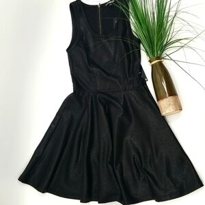 Express Faux Leather-Look Metallic & Flare Dress